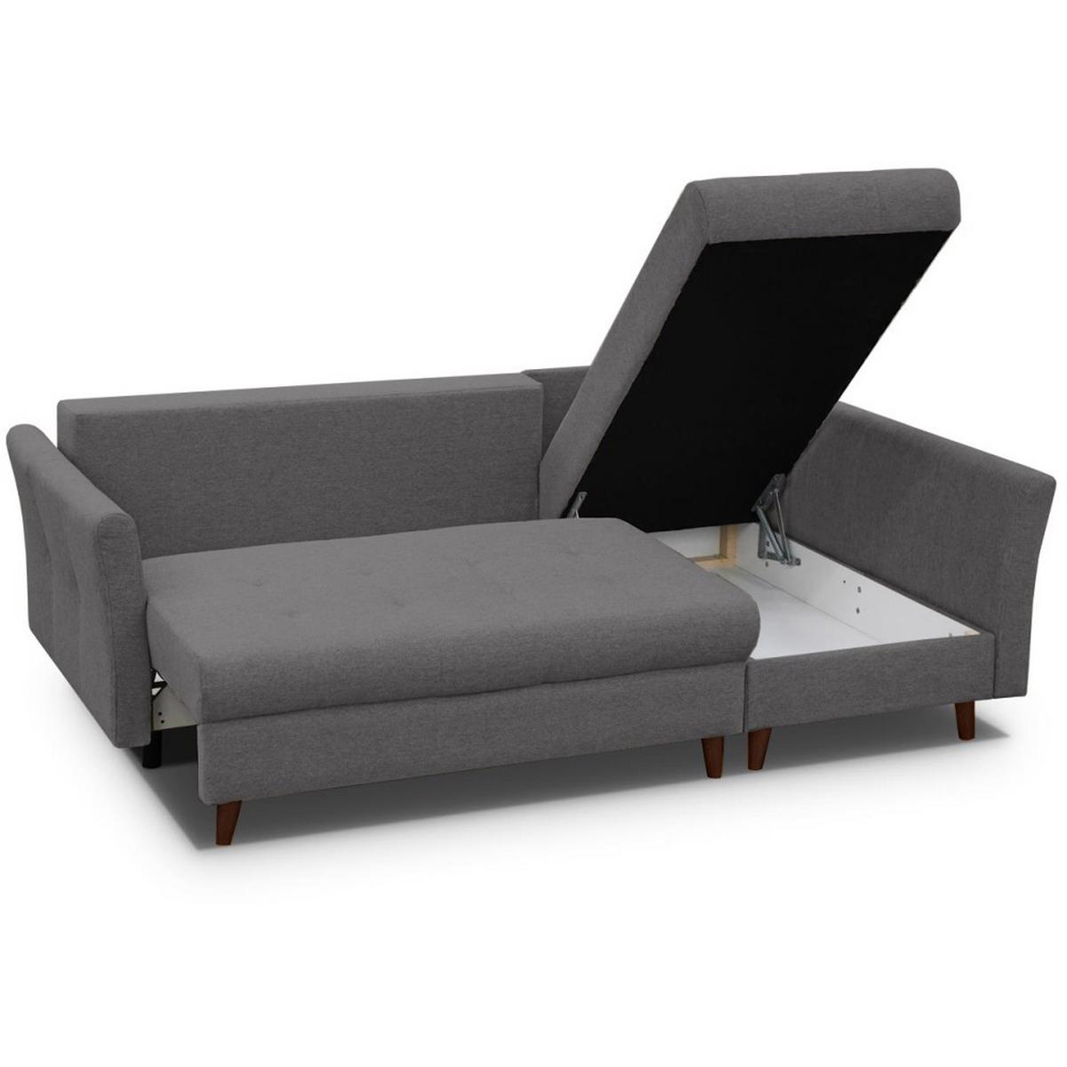 ECKSCHLAFSOFA Neron mit 2 Bettkasten und Beine in Wengefarbe, Dunkelgrau, rechts - Wengefarben/Dunkelgrau, Textil (233/148cm) - Beautysofa