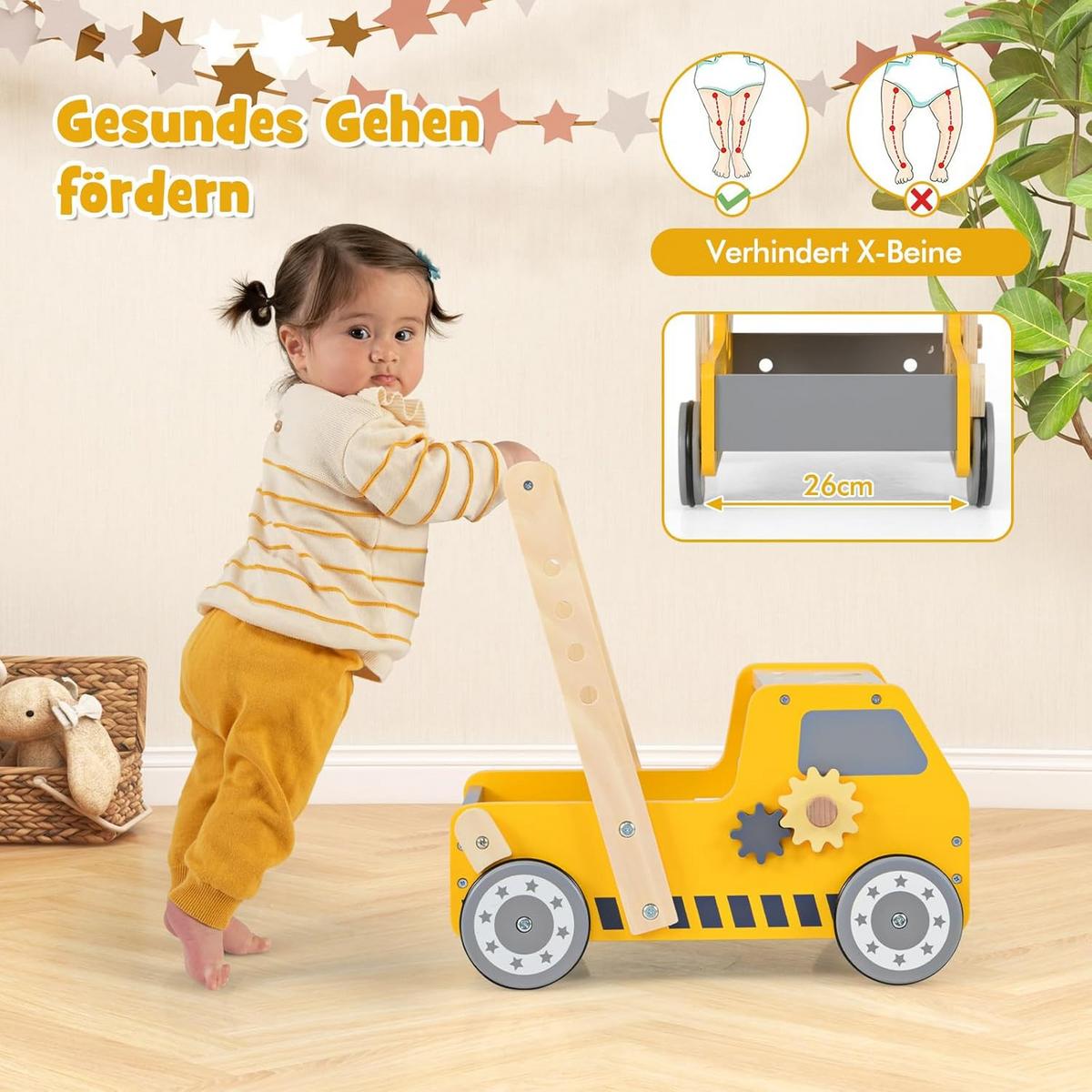 LAUFLERNWAGEN Gelb - Gelb, Holz (41/42/31cm) - COSTWAY