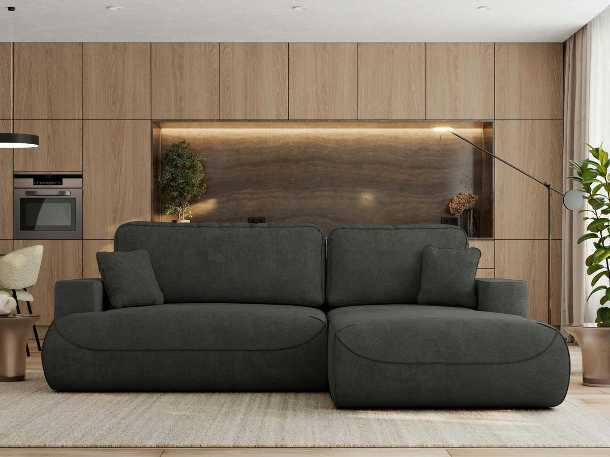 ECKSOFA OVO L Dunkelgrau Struktur - Rechts Seite - Dunkelgrau/Schwarz, Kunststoff/Textil (195/271cm) - MKS