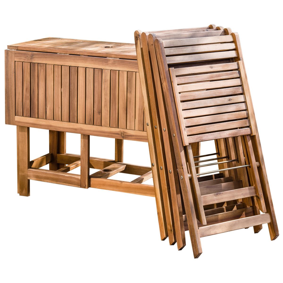 GARTENMÖBEL SET 4-Sitzer Akazienholz hellbraun Frassine - Hellbraun, Holz - Beliani