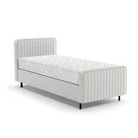 POLSTERBETT Lami 90x200, Einzelbett mit Bettkasten und Taschenfedernmatratze 20 cm, Creme - Creme/Schwarz, Textil/Metall (90/200cm) - Beautysofa