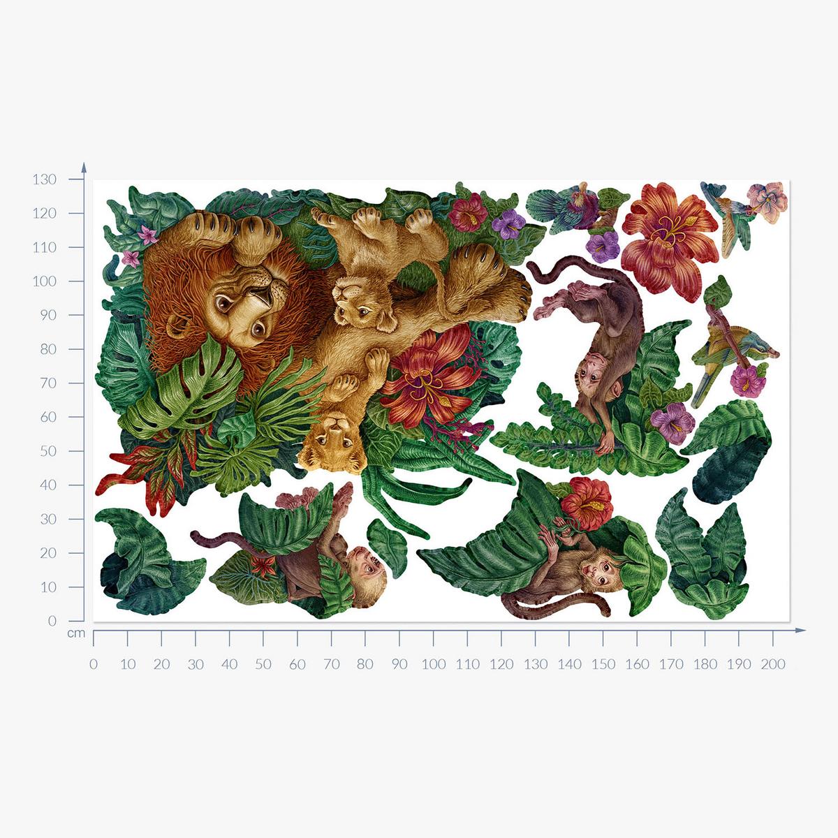 WANDAUFKLEBER 130x205cm - Tropischer Dschungel - Multicolor, Kunststoff (130/205/0.1cm) - Wallfluent