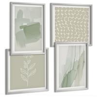 BILDER SET 4er Set - 50x50 cm & 40x60 cm Silberner Rahmen - Abstrakte Aquarellpflanzen - Silberfarben, Kunststoff (50/50cm) - TULUP
