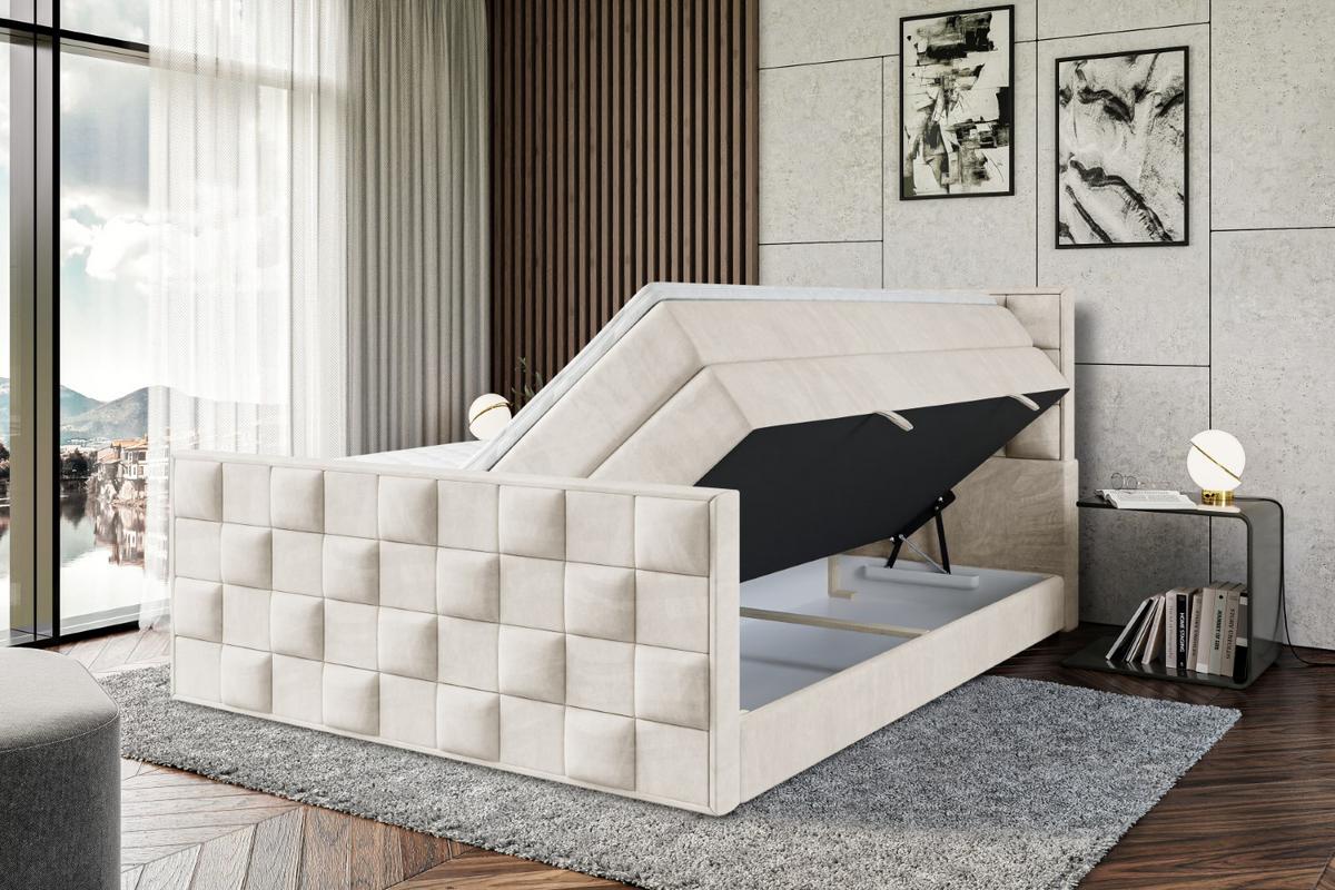 BOXSPRINGBETT ZAFIRA KING - 140 x 200 - H3/H4 - Ecru - Ecru, Holzwerkstoff (140/200cm) - ALTDECOR