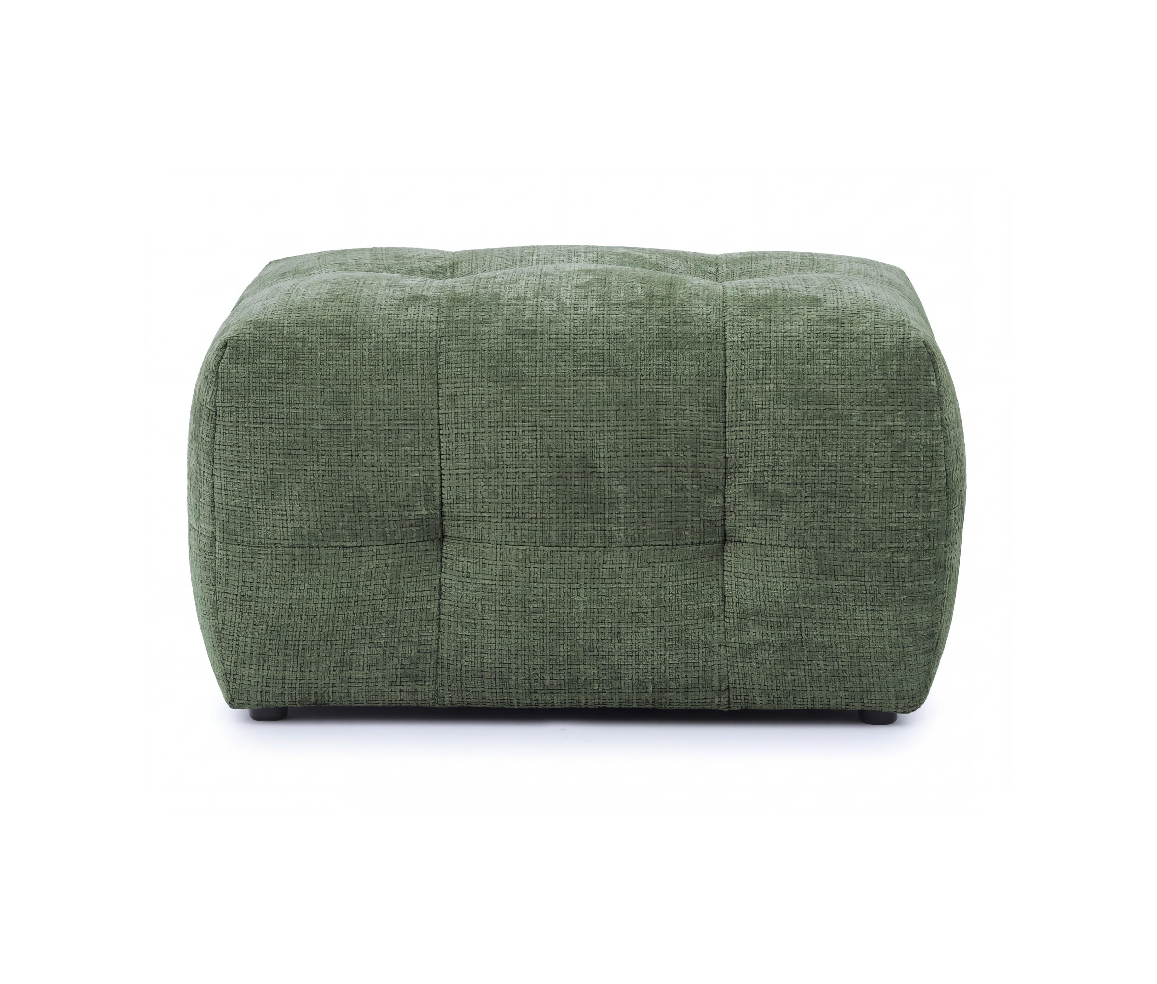 POLSTERHOCKER mit raffinierten Steppungen, zu passendem Sofa, Wellenunterfederung, Chenille-Bezug Grün / 21055 - Schwarz/Grün, Kunststoff/Textil (87/46/68cm) - luma-home