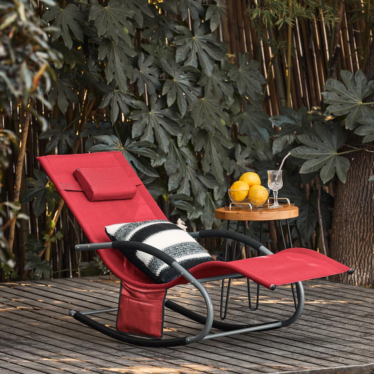 SONNENLIEGE 2 Personen, Gartenliege bis 150kg, Rot - Rot, Metall (63/87/150cm) - SoBuy