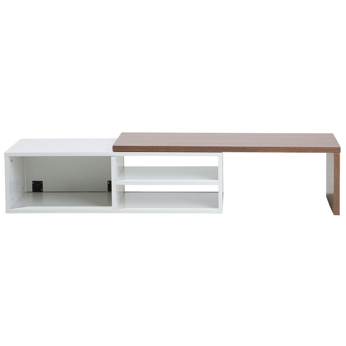 TV-MÖBEL Weiß, Dunkelbraun YONKERS 40/110-159/32 cm - Weiß, Holzwerkstoff (110/32/40cm) - Beliani