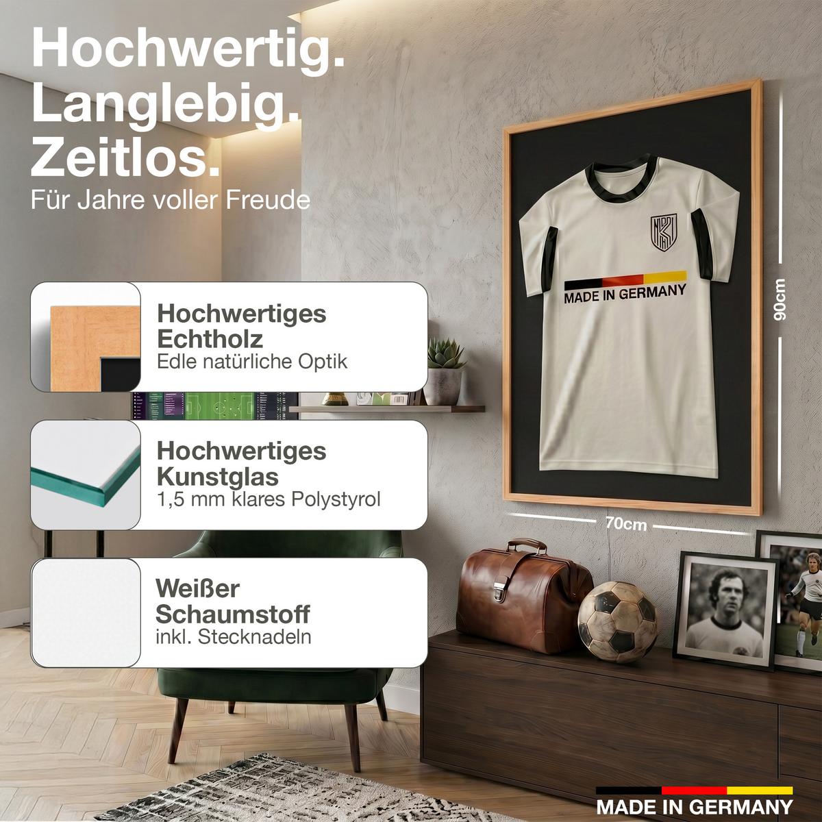 TRIKOTRAHMEN 70/90 mit schwarzem Hintergrund - Braun, Holz (70/90cm) - K-Möbel