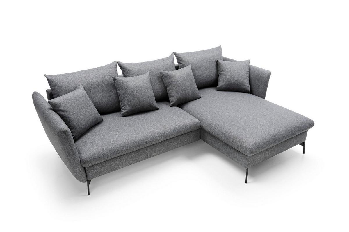 ECKSOFA FERRO Grau Geflochtener Stoff mit Schlaffunktion - Grau, Holz (258/167cm) - MASSENO