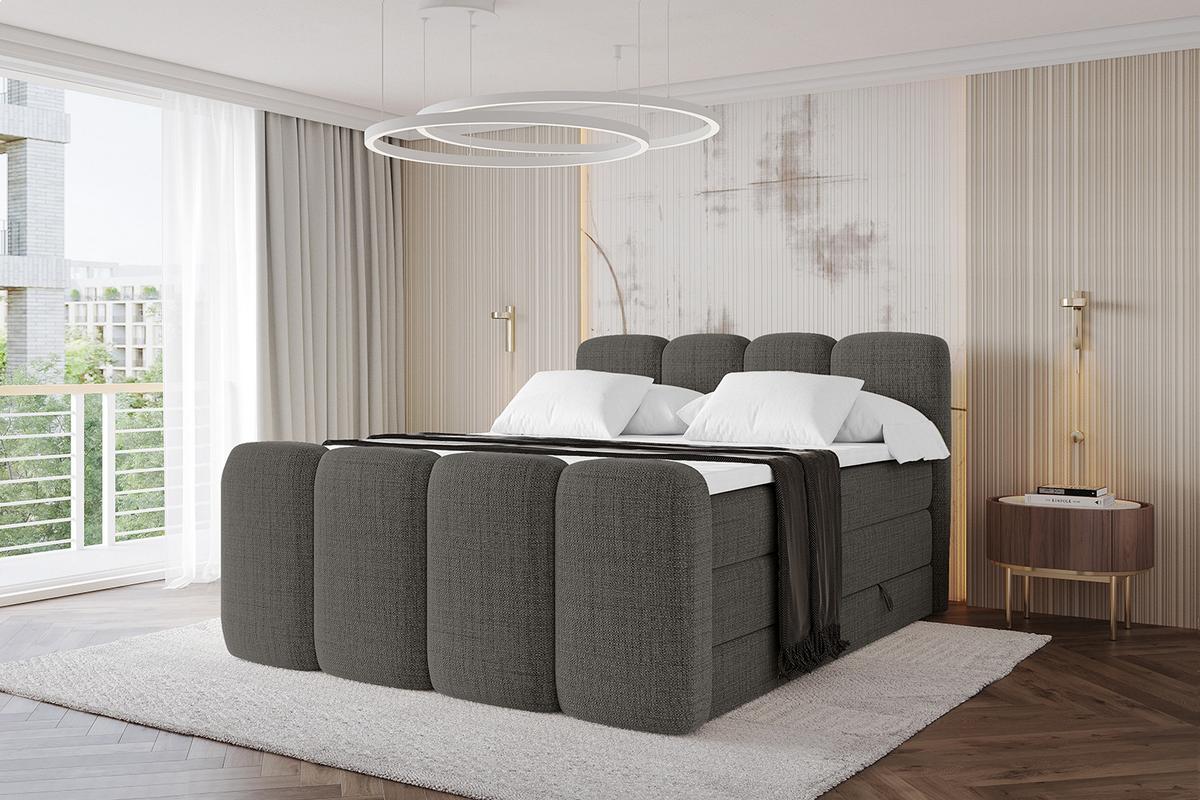 BOXBETT mit Matratze H3|H4 und Lattenrost - NINA-Z KING - 160x200 cm Aragon - Grau - Grau, Holzwerkstoff (160/200cm)