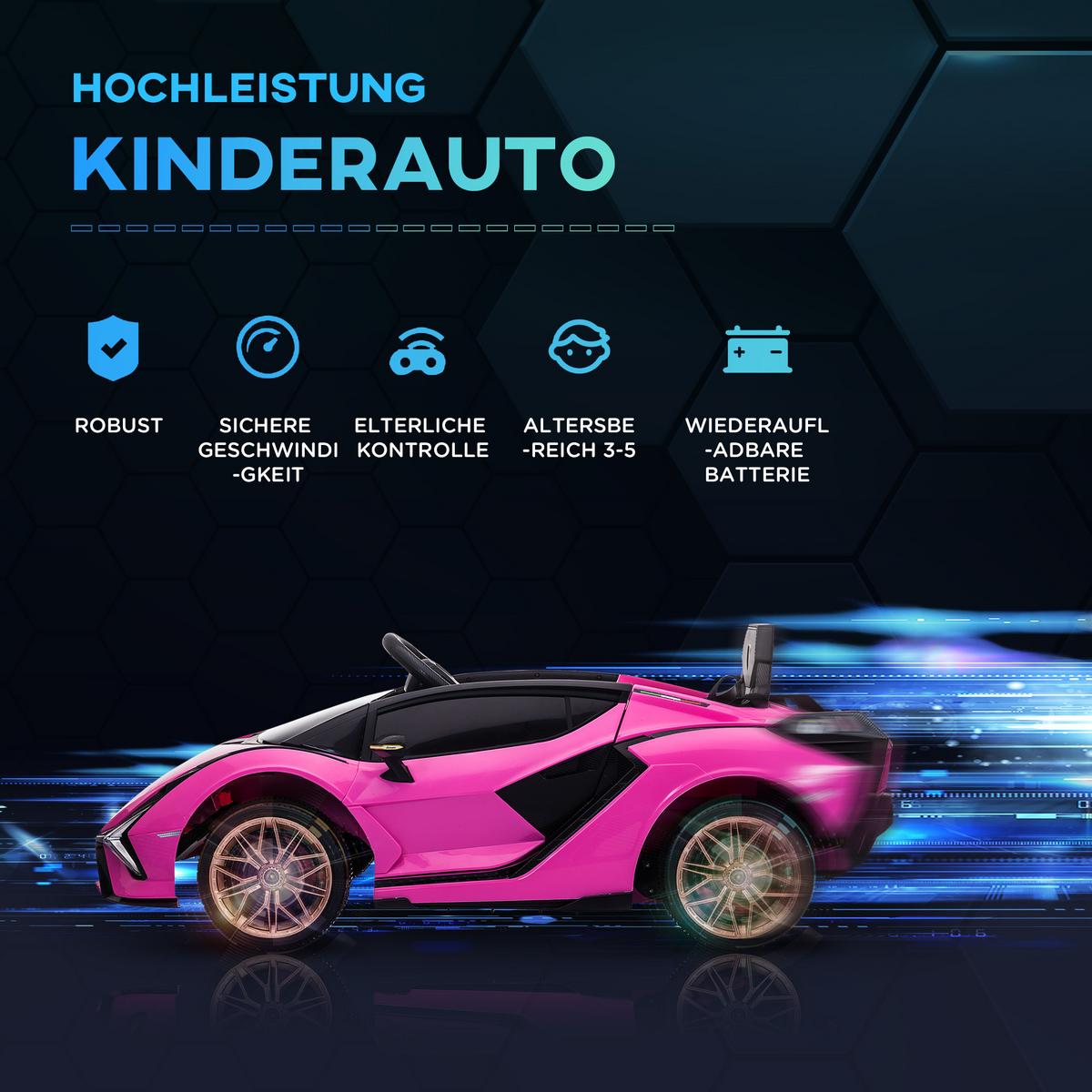 KINDERFAHRZEUG SUV-Auto-Spielzeug mit Fernbedienung Musik Rosa - Hellrosa, Metall (108/62/40cm) - HOMCOM