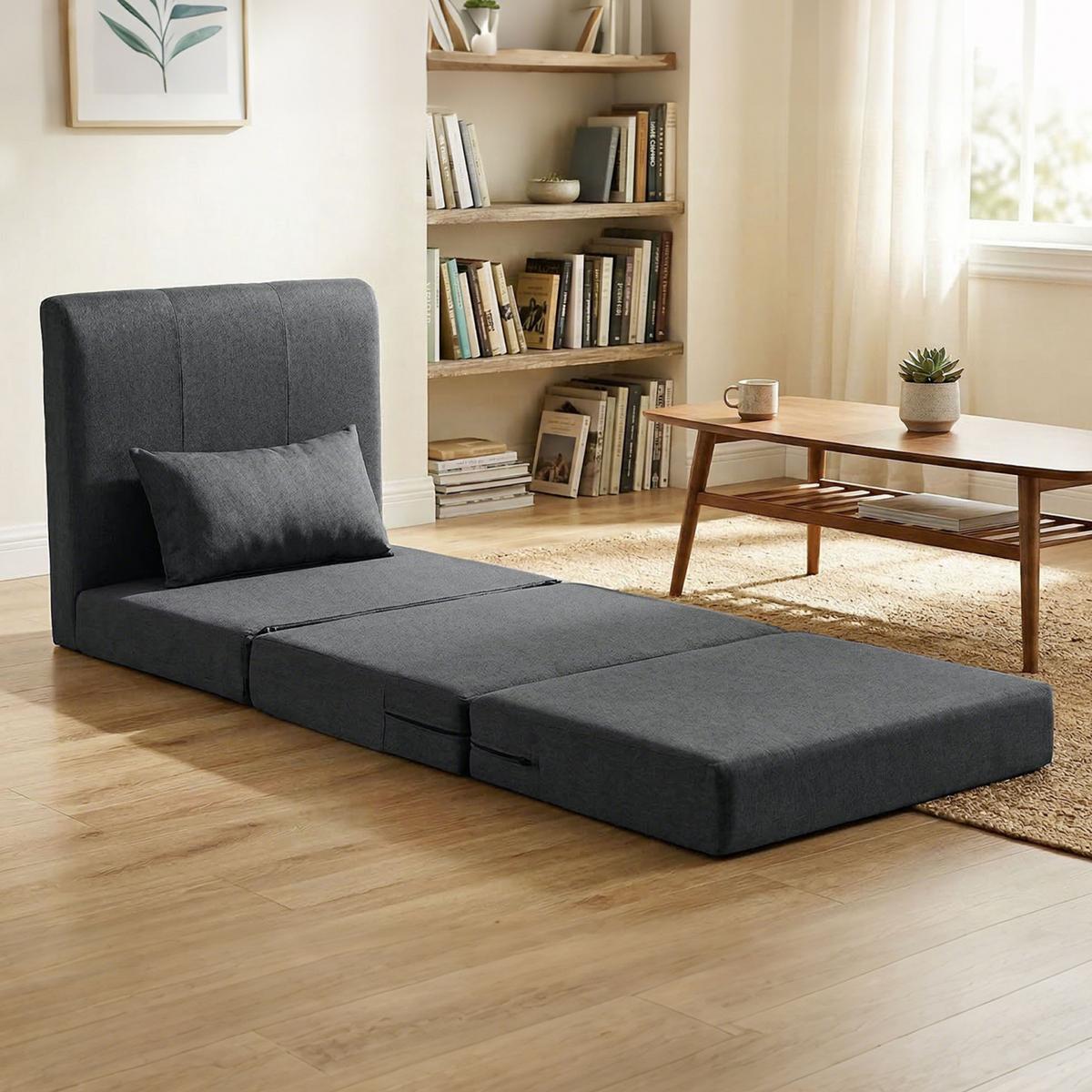 BODENSESSEL Polyester Schaumstoff Dunkelgrau - Dunkelgrau, Textil (75/74/80cm) - HOMCOM