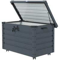 AUFBEWAHRUNGSKISTE mit Rollen mit Schloss, für Balkon, Terrasse, Stahl, Dunkelgrau - Dunkelgrau, Metall (62/65/100cm) - Outsunny