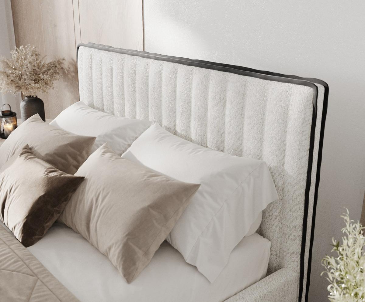 POLSTERBETT Aria 140/200 cm Creme im Neve Stoff - Creme/Naturfarben, Holz/Holzwerkstoff (140/200cm) - AltaBeds