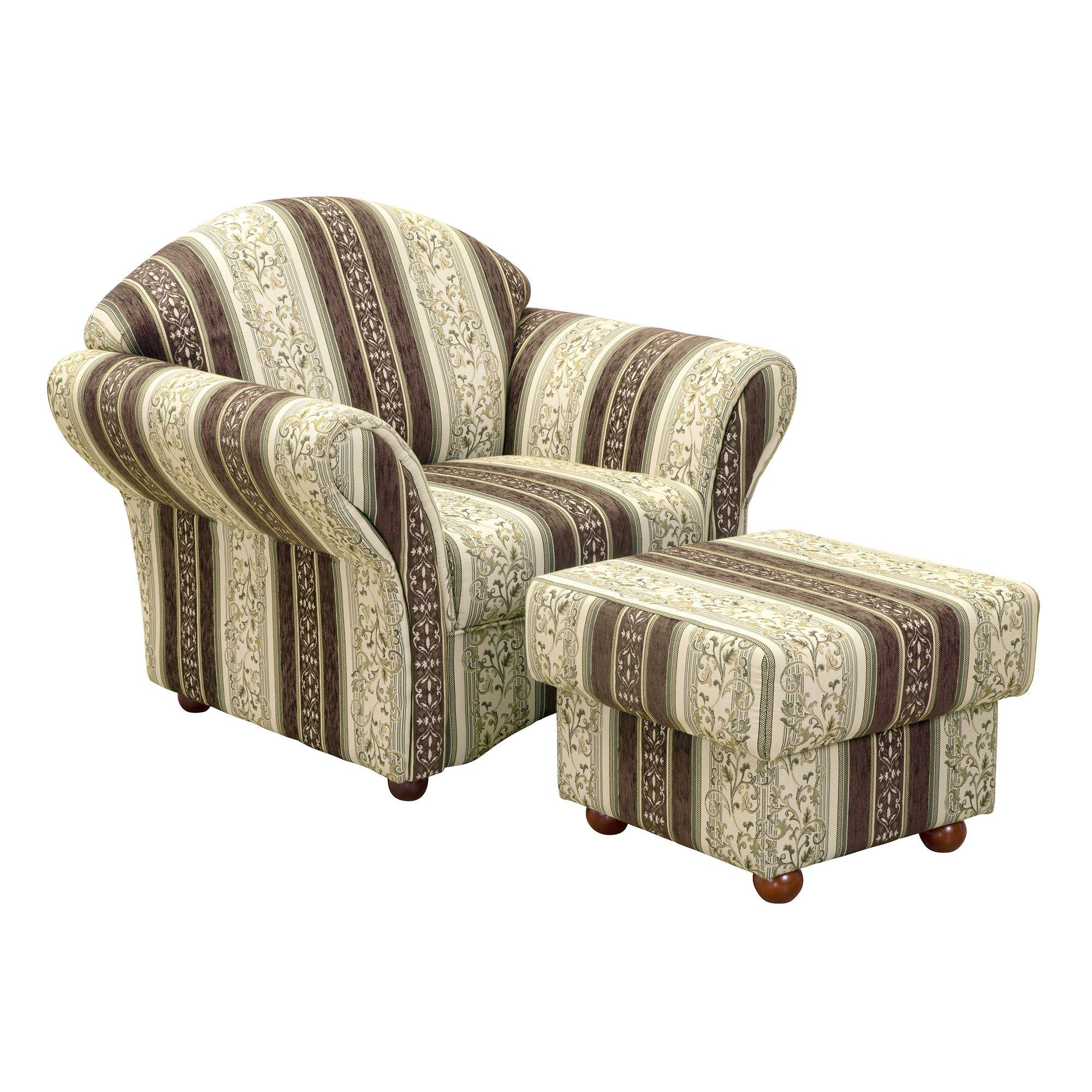 POLSTERSESSEL mit Hocker Kama Chenille braun - Braun, Kunststoff (96/85/81cm) - 58aufmkessel