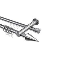 GARDINENSTANGE RUNDROHR-INNENLAUF Platon Savio 280 cm (geteilt in 2 x 140 cm), 2-läufig, 20 mm Ø Chrom - Chromfarben, Metall (280cm) - INTERDECO