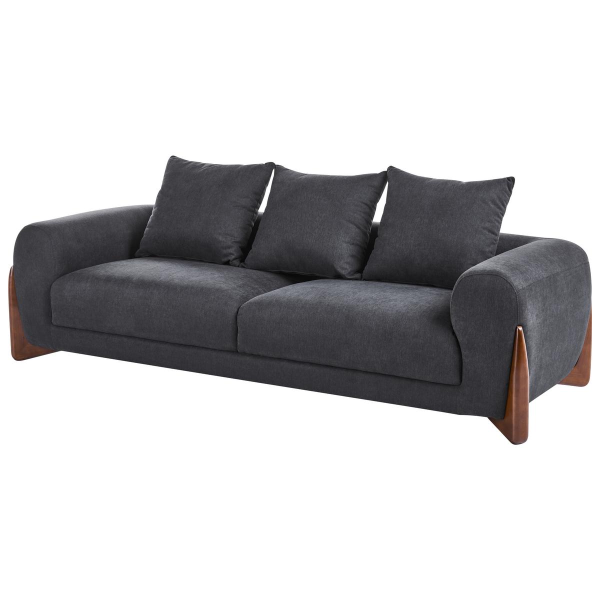 SOFA-SET 6-Sitzer Schwarz Vinliden - Schwarz/Braun, Textil (217/82/87cm) - Beliani