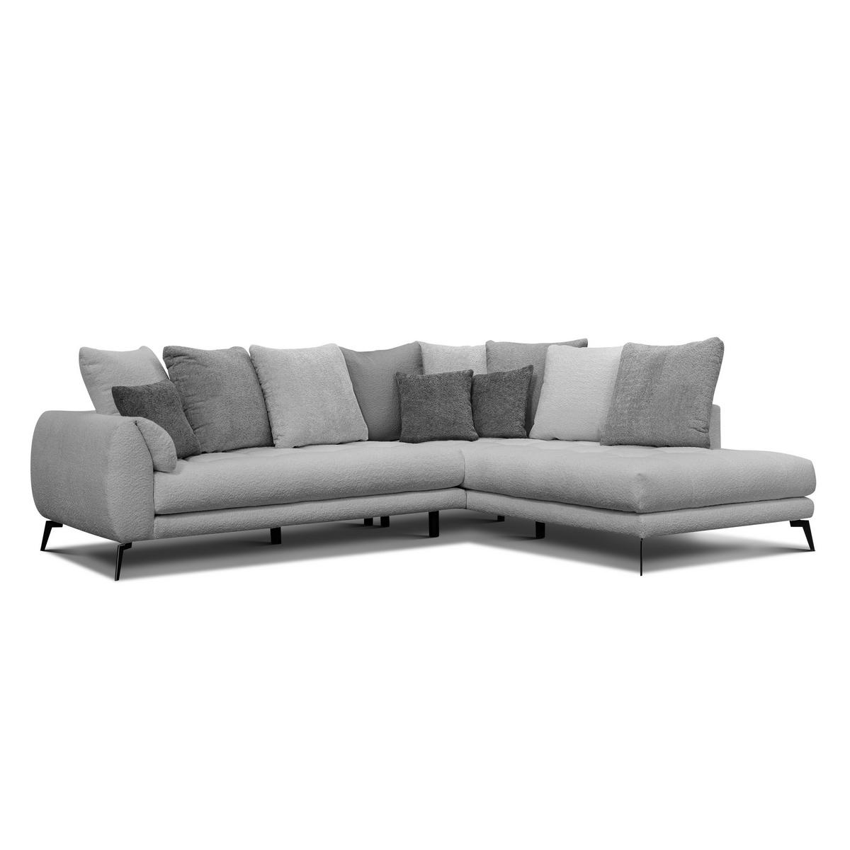 ECKSOFA CALME 5-Sitzer, hellgrau und dunkelgrau - Hellgrau/Schwarz, Holz/Textil (294/229cm) - Wozimo