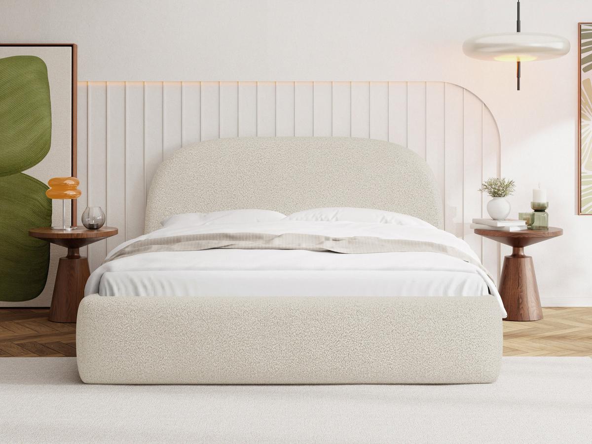 POLSTERBETT Puro mit Bettkasten, Creme Boucle 120 x 200 cm – mit Metall-Lattenrost - Birkefarben/Creme, Holzwerkstoff/Kunststoff (120/200cm) - WFL GROUP