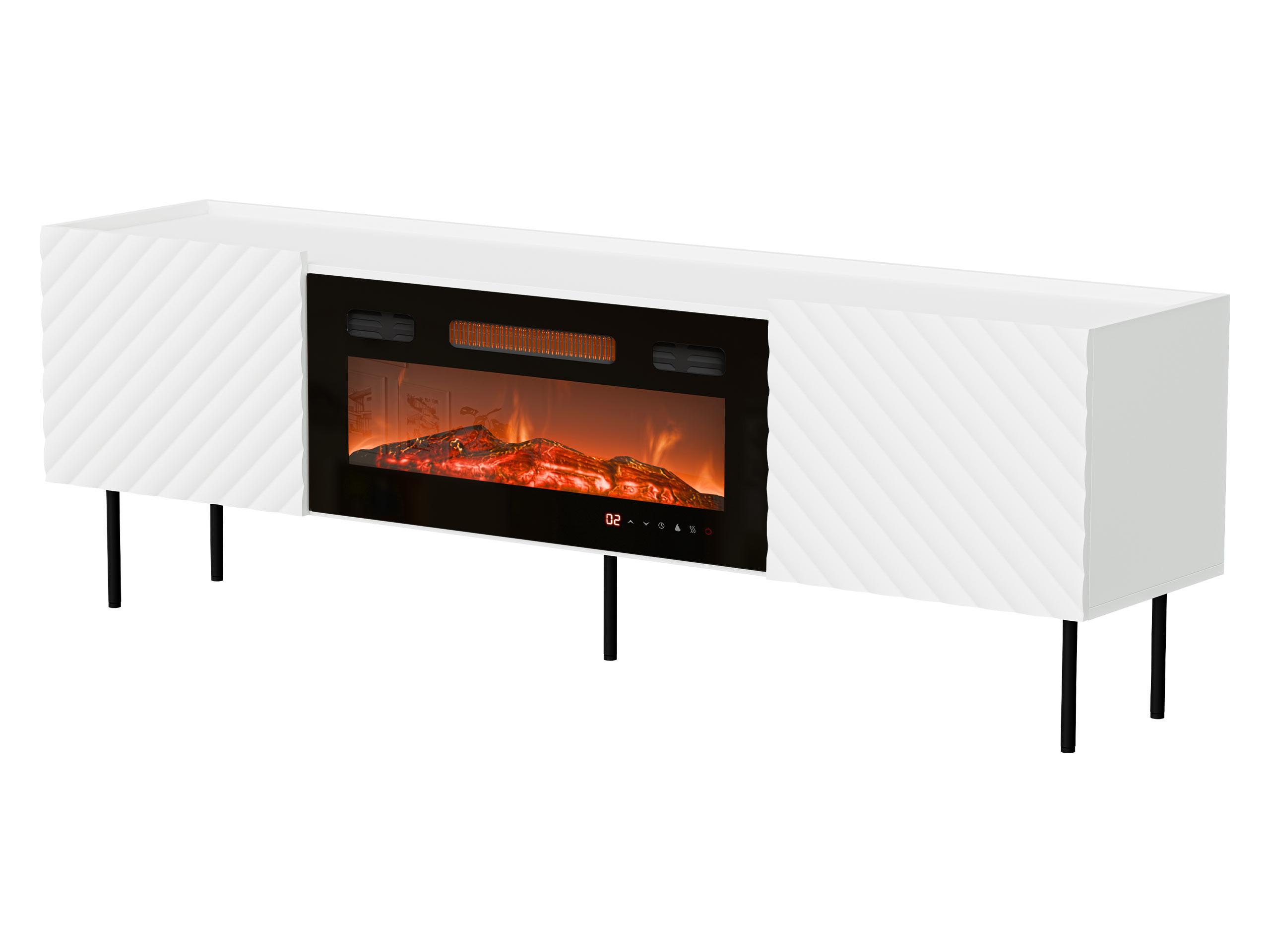 TV-LOWBOARD Lucca 180 2D mit Elektrische Kamin - Schwarz/Weiß, Holz/Holzwerkstoff (181/59/40cm) - MIRJAN24