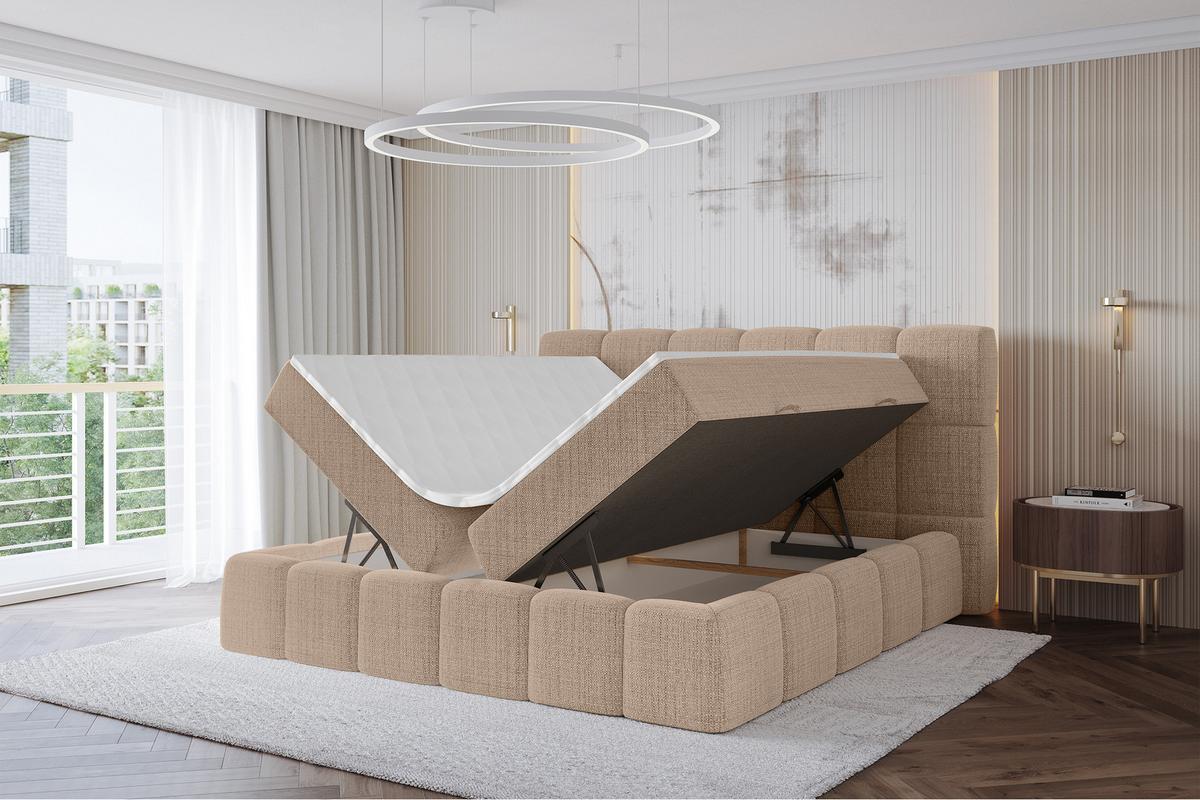 BOXBETT - AURI-H3 - 180x200 Dunkelbeige Aragon - Sandfarben, Holzwerkstoff (180/200cm) - ALTDECOR