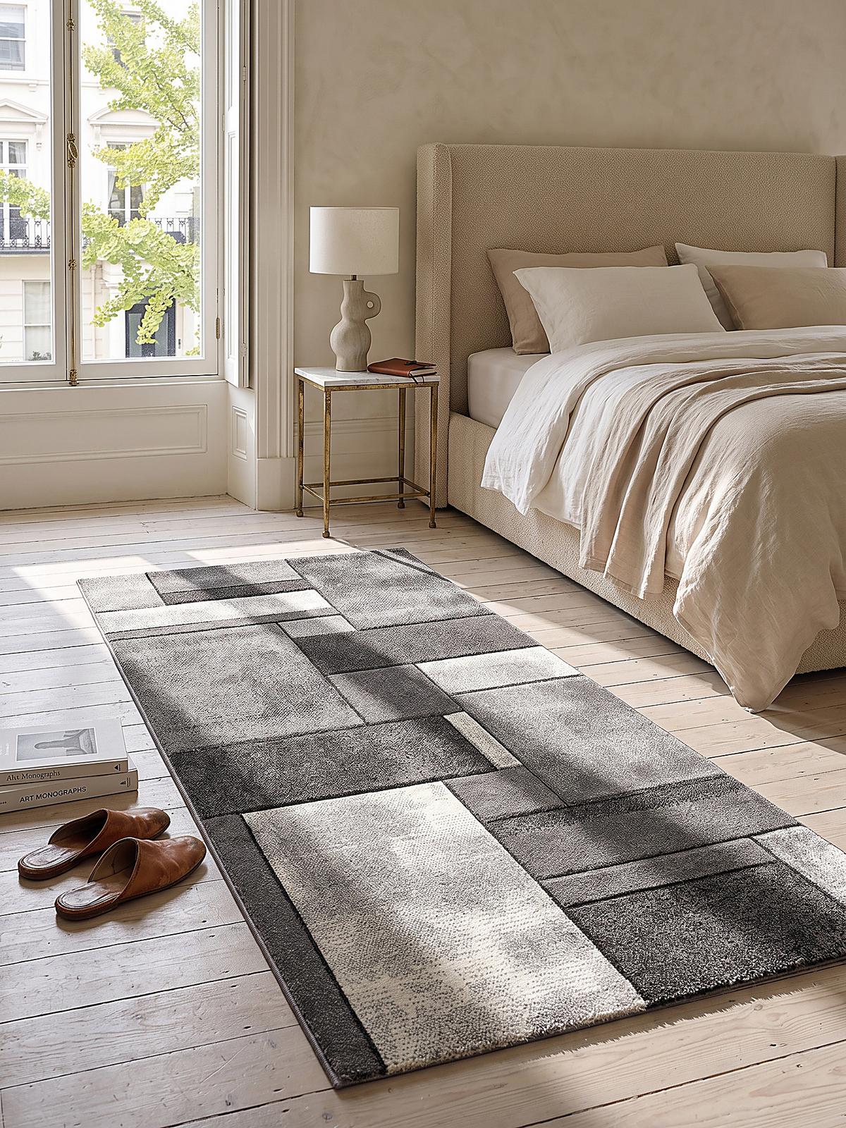 TEPPICHLÄUFER Patchwork BIENO Polypropylen Grau 80 x 340 cm - Grau, Textil (80/340cm) - KADIMA DESIGN