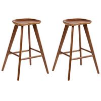 BARHOCKER 2er-Set BraunCando - Braun, Holz (52/74/45cm) - Beliani