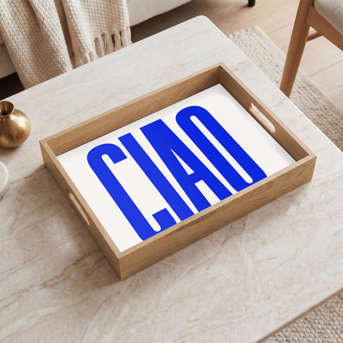 TABLETT Ciao - Großbuchstaben - Blau - Minimalistisch 40x30 cm - Blau, Holz (40/5/5cm) - OnlyWow