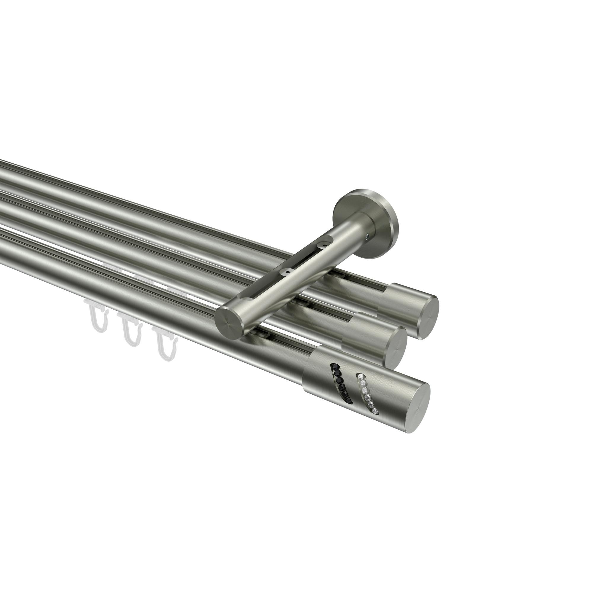 GARDINENSTANGE INNENLAUF Siteno Zoena 160 cm, 3-läufig, 20 mm Ø Edelstahl-Optik - Edelstahlfarben, Metall (160cm) - INTERDECO