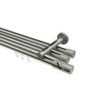 GARDINENSTANGE INNENLAUF Siteno Zoena 160 cm, 3-läufig, 20 mm Ø Edelstahl-Optik - Edelstahlfarben, Metall (160cm) - INTERDECO