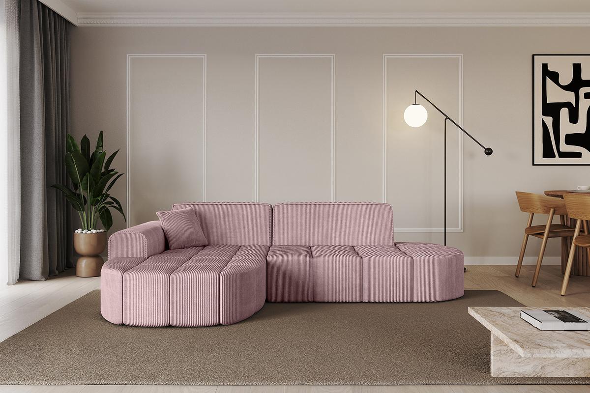 ECKSOFA Ottomane Links LIVO-L1 - 252x173x79,5 cm Rosa - Rosa, Holzwerkstoff/Textil (252/173cm) - ALTDECOR