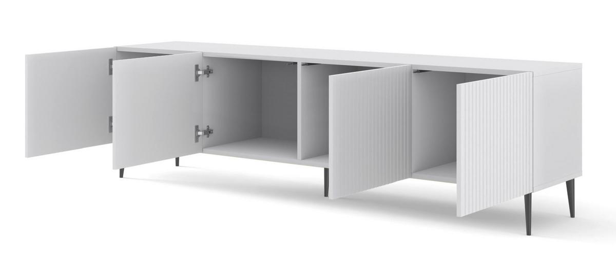TV LOWBOARD Weiß, Weiß, Schwarz 200/56/42 - Schwarz/Weiß, Holzwerkstoff (200/56/42cm) - RAUMHIRSCH FURNITURE