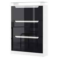 SCHUHSCHRANK Space Schwarz Hochglanz / Weiß Hochglanz - Schwarz Hochglanz, Holzwerkstoff (89/128/23cm) - Vladon