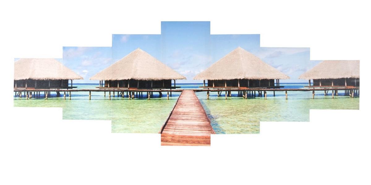 LEINWANDBILD BEACH 7-TLG. Multicolor - Multicolor, Holz (140/50cm) - MCW