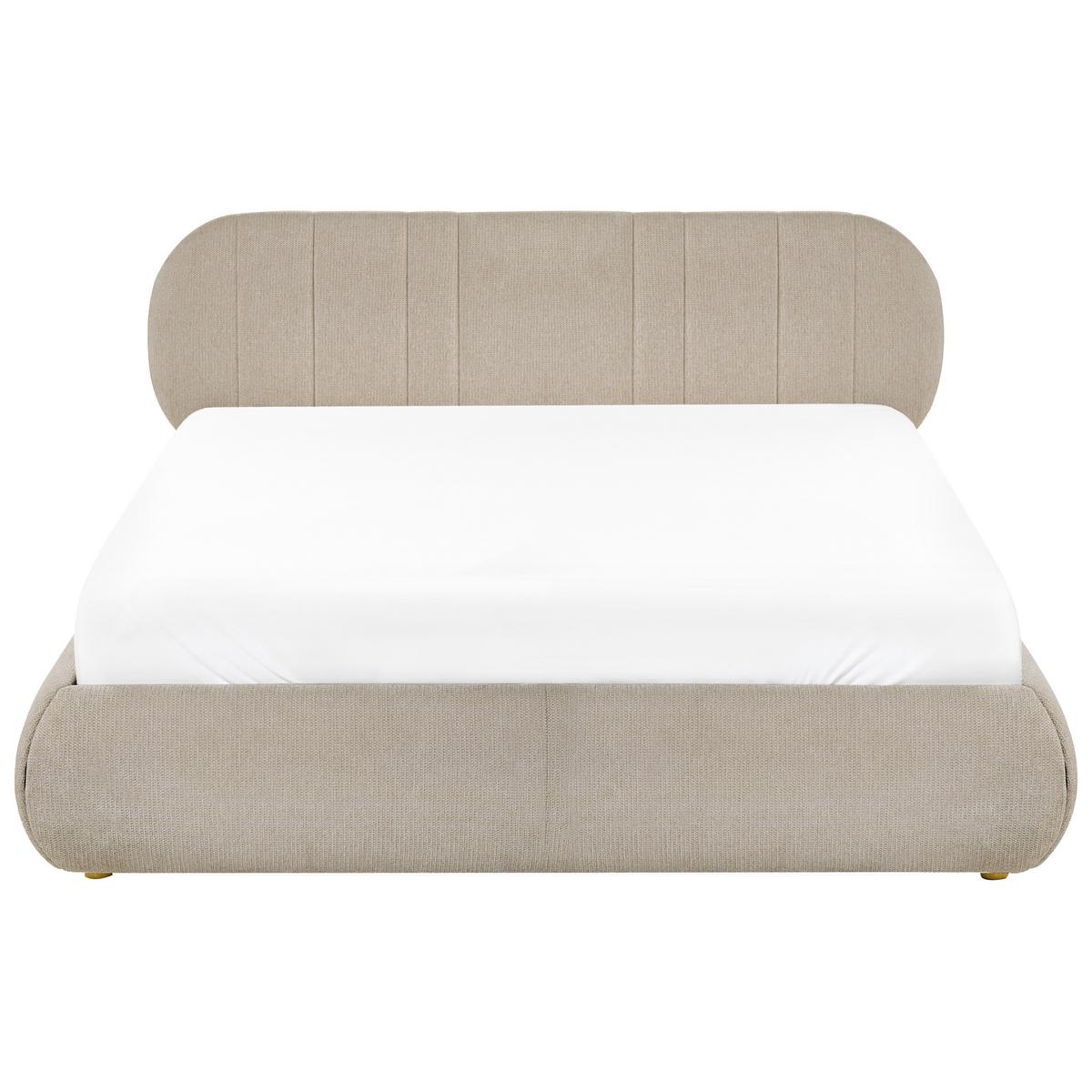 BETT mit Stauraum 160/200 Stoff Taupe Campan - Taupe, Textil (160/200cm) - Beliani
