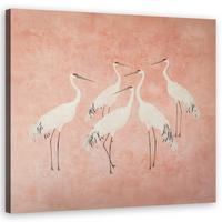 WANDBILD kraniche tiere abstrakt - Pink, Textil (30/30cm) - Feeby