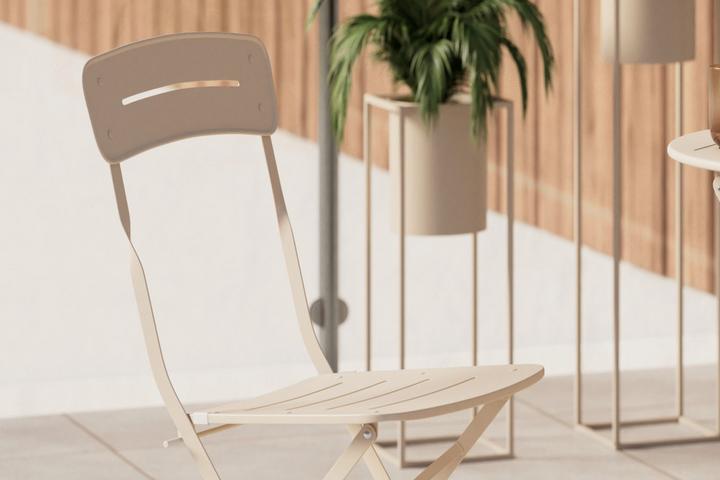 Balkonset Stuhl Beige Gusseisen klappbar