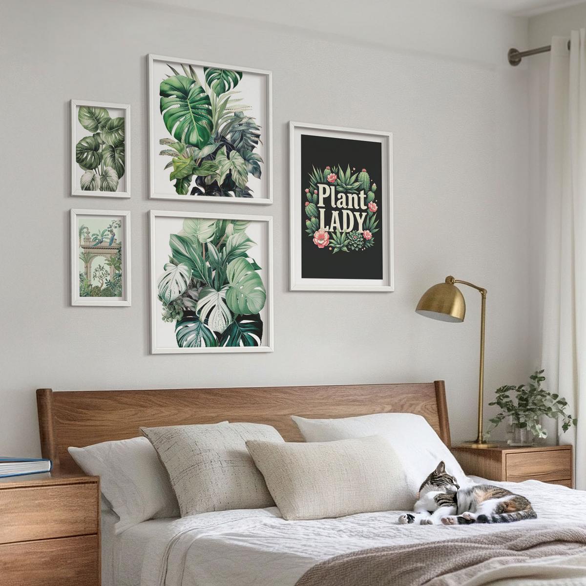 BILDER SET 5er Set - 50x50 cm & 20x30 cm & 40x60 cm Weißer Rahmen - Japanische Natur und Japandi-Stil - Weiß, Kunststoff (40/60cm) - TULUP