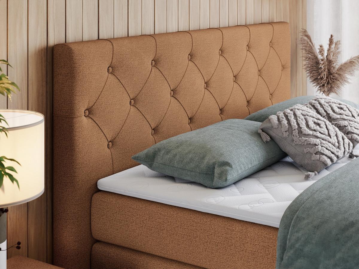 BOXSPRINGBETT KING VELEN 200/200 Orange Struktur - H3 - Orange, Holz/Textil (200/200cm) - MKS