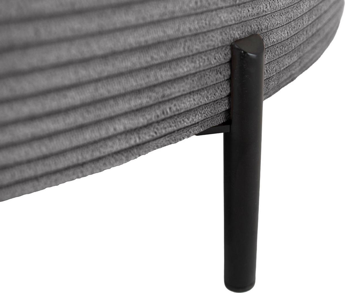ECKSOFA Hana Loft 3-Sitzer Ecke Links, Cordstoff Chenille, Grau 241/80/168 cm - Schwarz/Grau, Textil/Metall (241/168cm) - WFL GROUP
