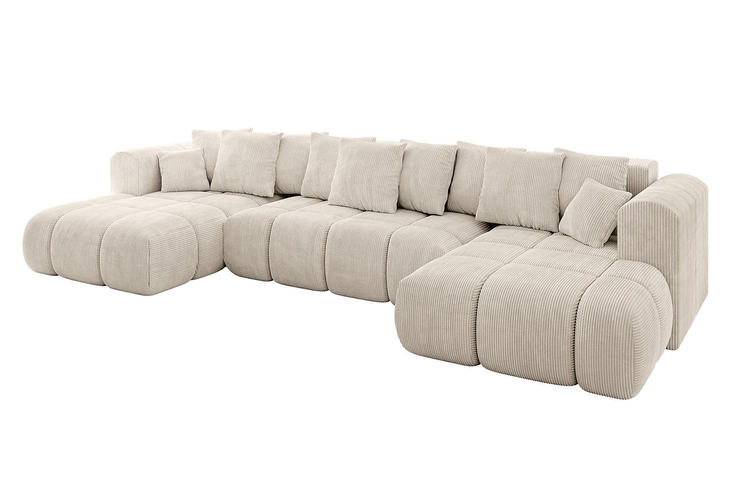 WOHNLANDSCHAFT CLOUD-U-v1 405x185x90 Beige Cord - Beige, Holzwerkstoff/Kunststoff (405/90/185cm) - ALTDECOR