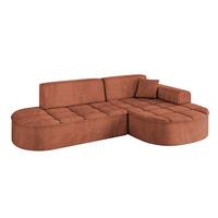 ECKSOFA Ottomane Rechts TARO-L1 - 243x171x79,5 cm Apricot - Koralle, Holzwerkstoff/Textil (243/171cm) - ALTDECOR
