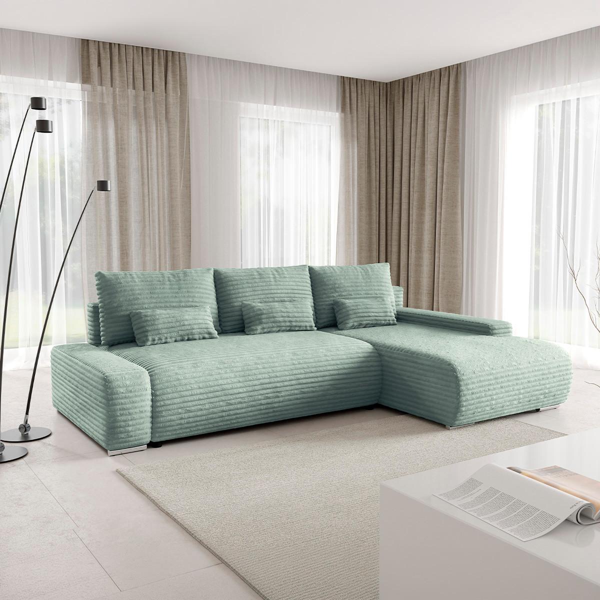 ECKSOFA Ivana 3 Sitzplätze Hellgrün - Grün, Holz (265/172cm) - Petits-meubles
