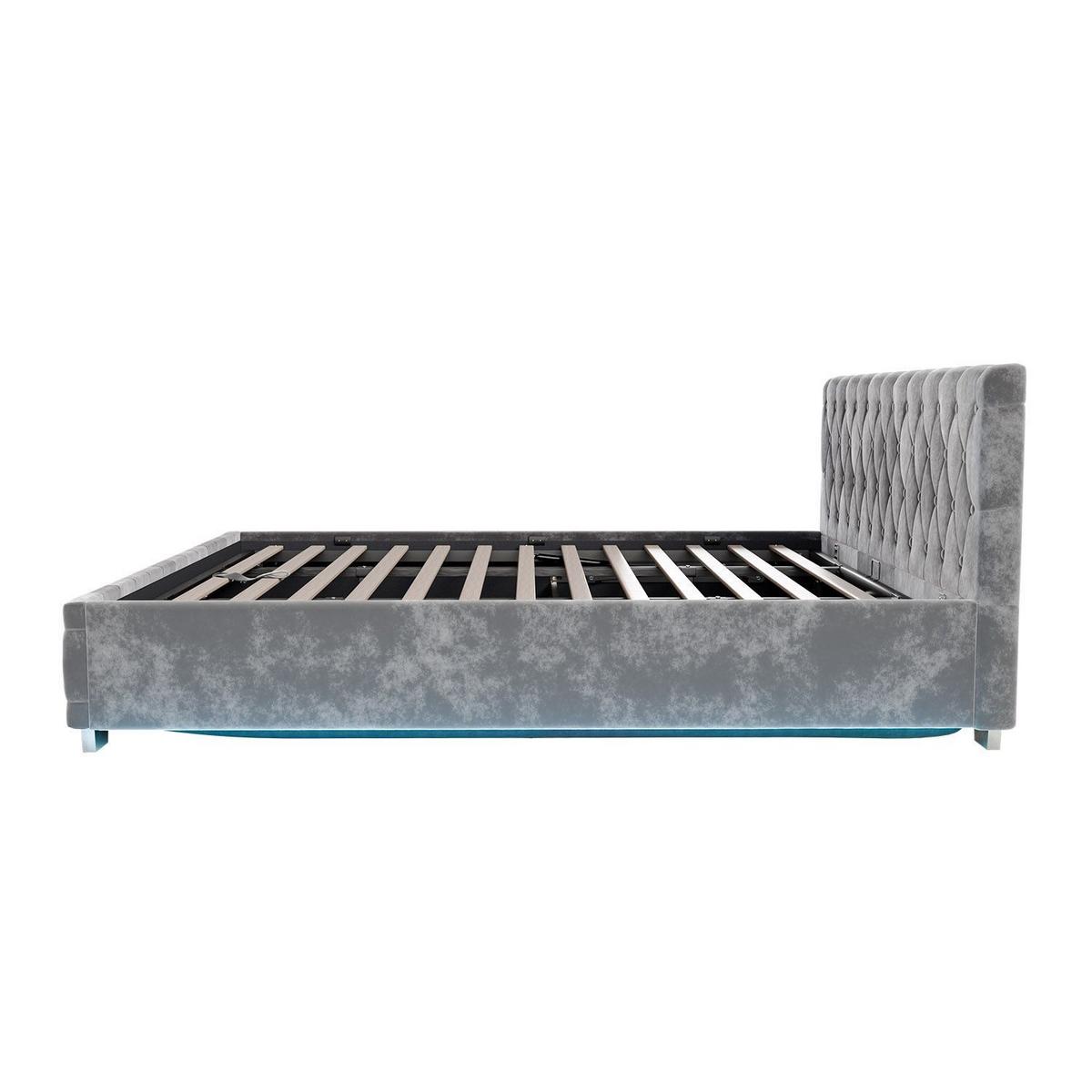 POLSTERBETT Nizza dunkelgrau 180x200 cm mit Matratze - Dunkelgrau, Holzwerkstoff (180/200cm) - Juskys