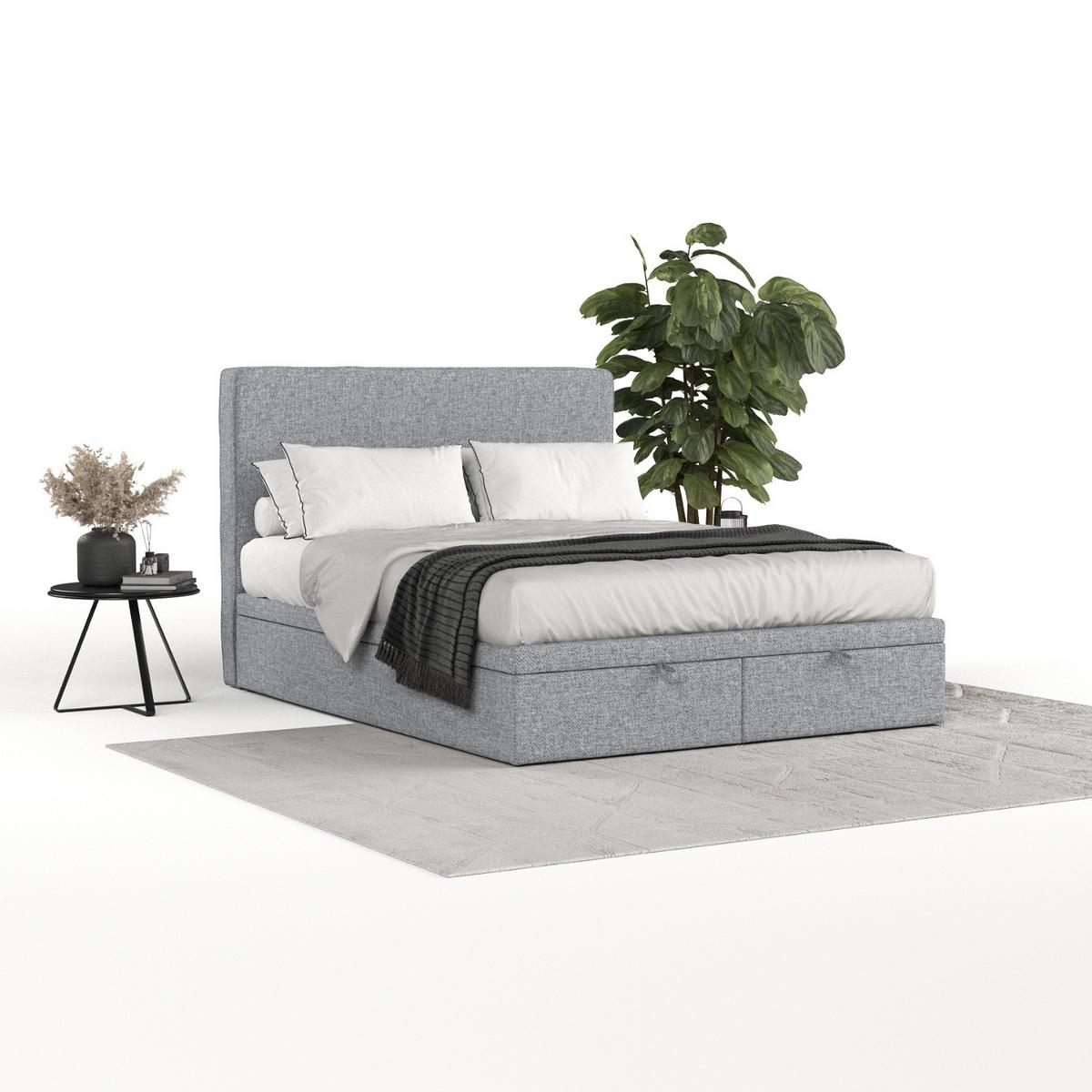 POLSTERBETT Hush mit Stauraum 120/200 cm Grau im Alta Stoff - Schwarz/Grau, Holz/Holzwerkstoff (120/200cm) - AltaBeds
