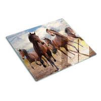GLASPLATTE 60x52 cm Fünf Pferde - Sandfarben, Glas (60/52cm) - TULUP