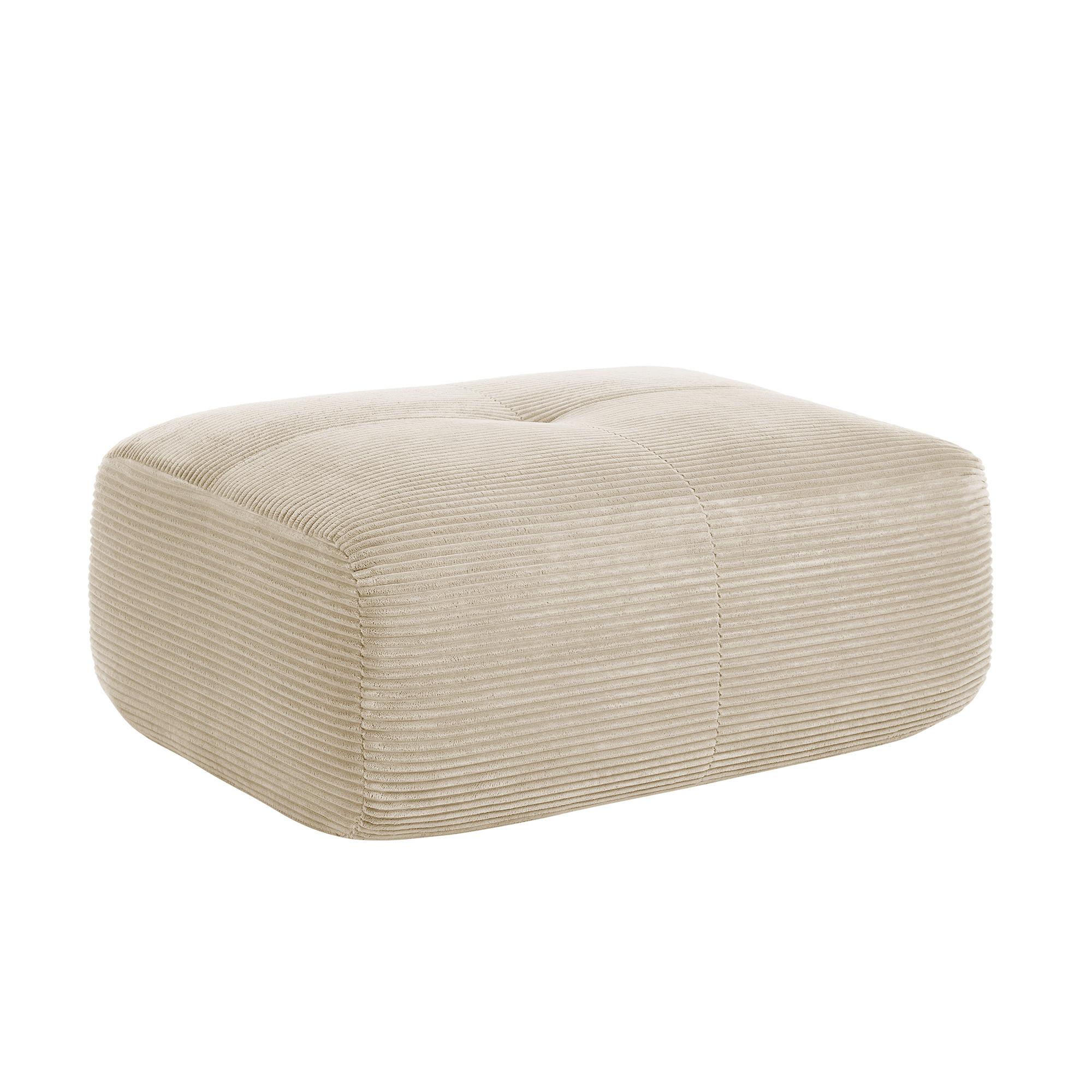 HOCKER OTTOMAN in Premium-Cord Montagefrei & Rutschfest - Beige, Textil (92/44/75cm) - Urban Meuble