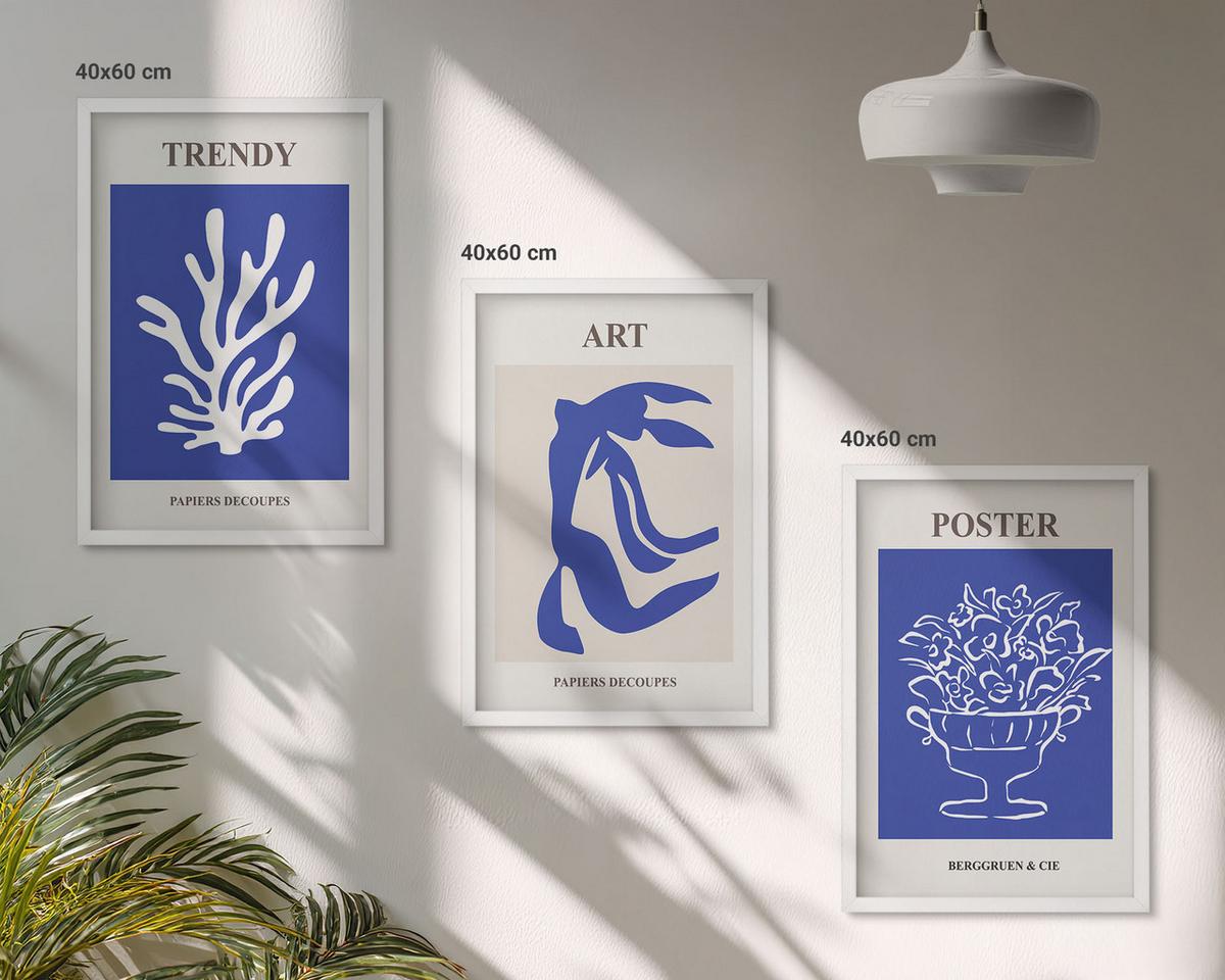 BILDER SET 3er Set - 40x60 cm Weißer Rahmen - Matisses abstrakte Plakate - Weiß, Kunststoff (40/60cm) - TULUP