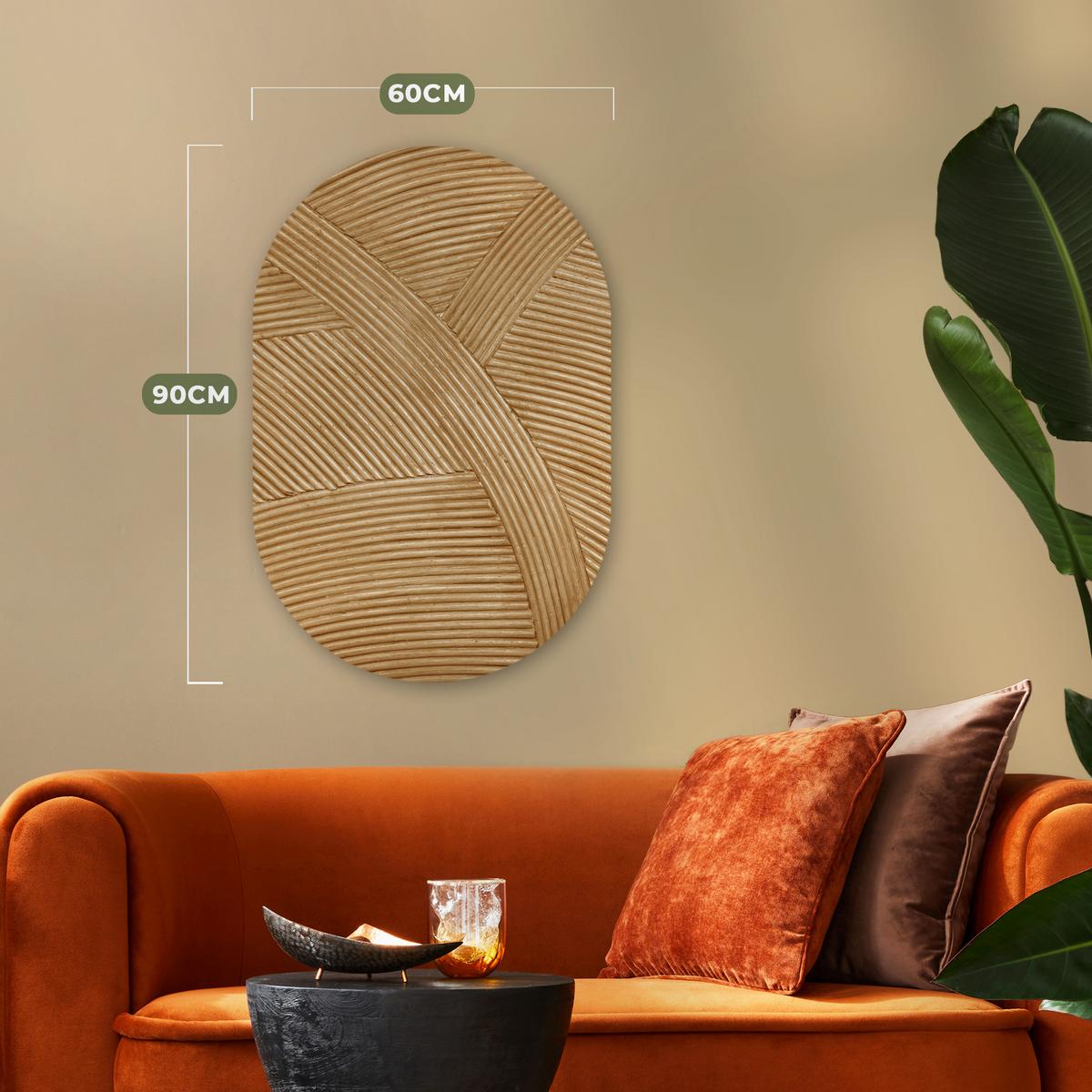 WANDBILD Struktur - Natur - Kunst - Rattan Wanddeko Schlafzimmer 60x90 cm - Naturfarben, Kunststoff (60/90cm) - MuchoWow