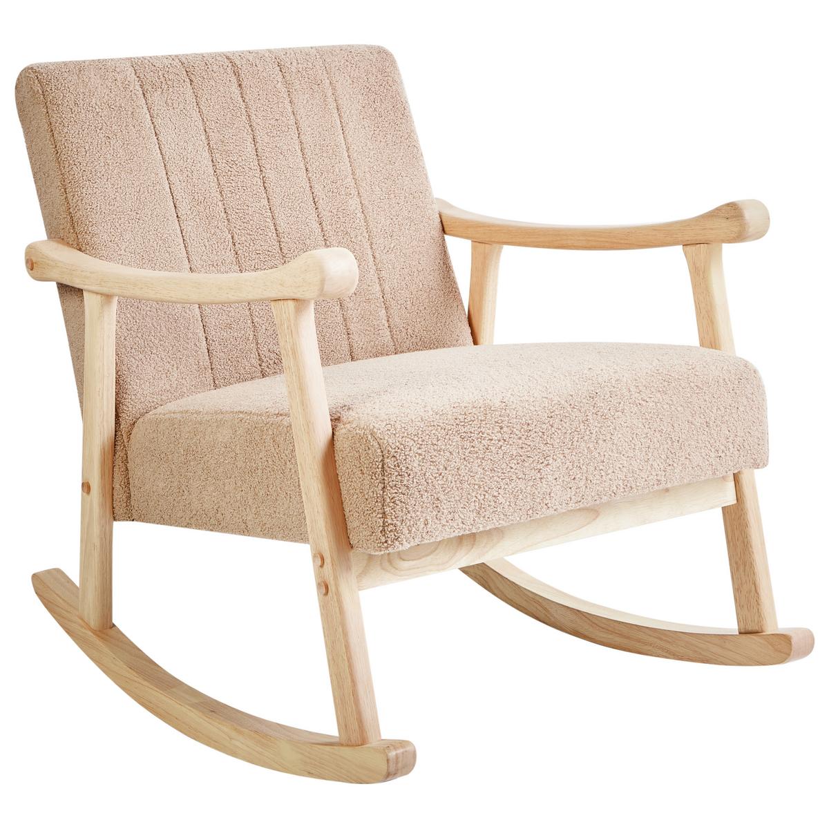 SCHAUKELSESSEL Hellbraun Leknes - Hellbraun/Beige, Textil (63/78/96cm) - Beliani